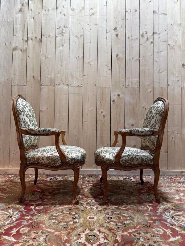 Pair of large Louis XV style armchairs