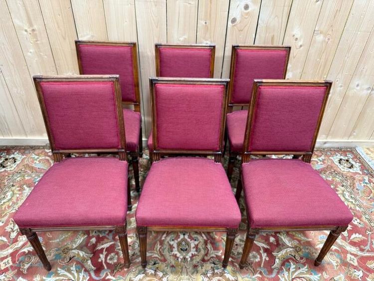 Suite of 6 Louis XVI style square back chairs