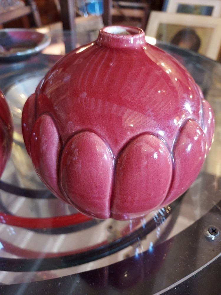 Coppia di vasi Boule Saint-Clément Art Déco