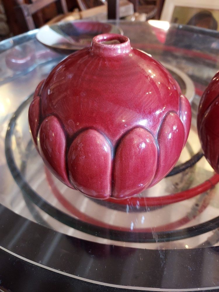 Coppia di vasi Boule Saint-Clément Art Déco