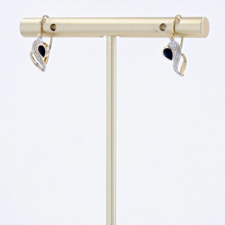 Boucles D’oreilles Saphirs Deux Ors En Dormeuses