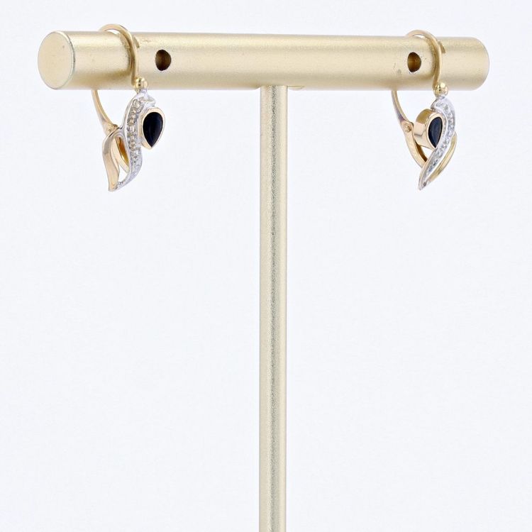 Boucles D’oreilles Saphirs Deux Ors En Dormeuses