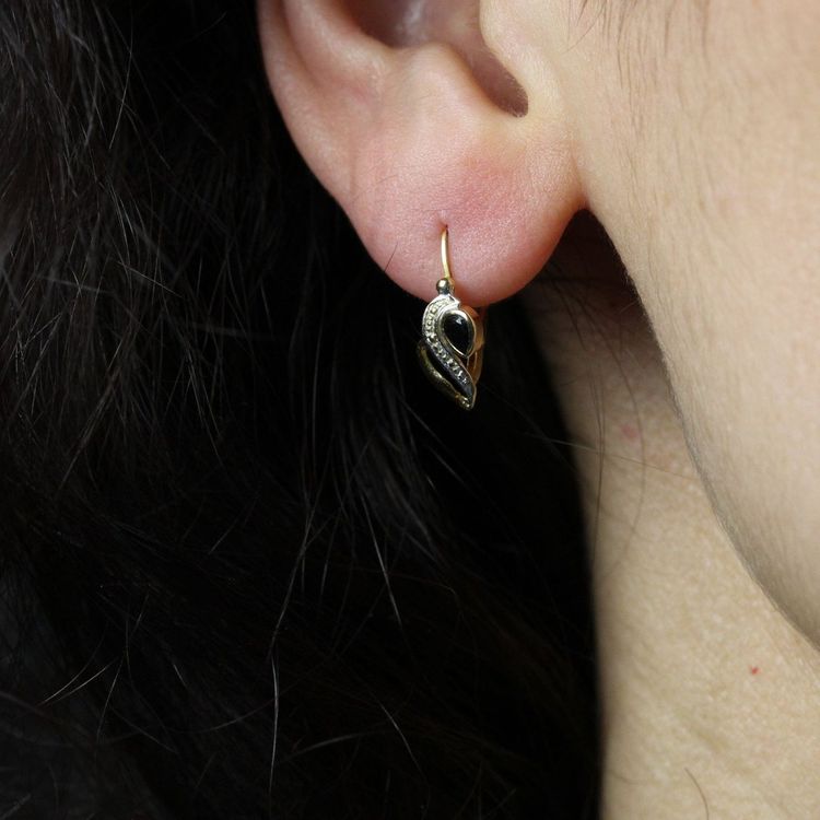 Boucles D’oreilles Saphirs Deux Ors En Dormeuses