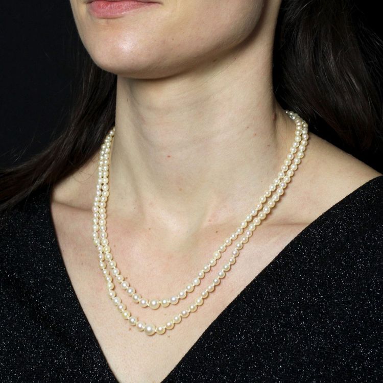 Collier De Perles De Culture Double Rang