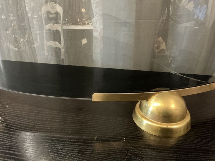 Modernist smoked and curved glass firewall circa 1970