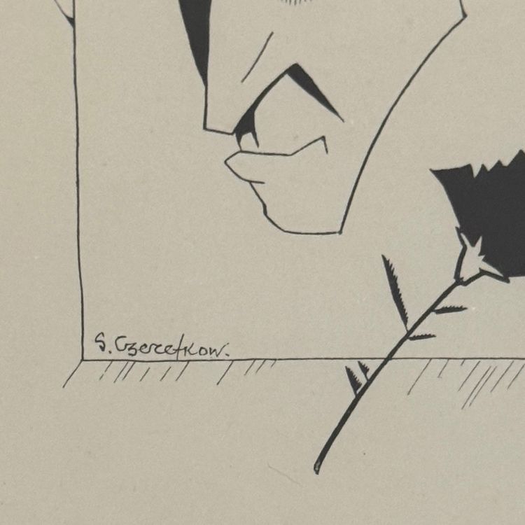 Caricature par Serge Czerefkov Serge Grès représentant André Salmon