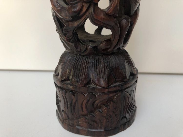 Ironwood candlestick, 19th century, China/Indochina, decorated with figures