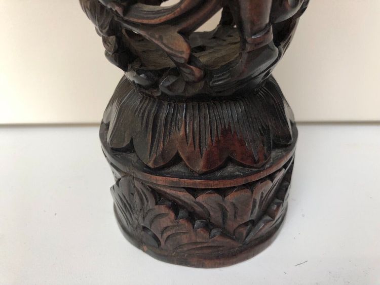 Ironwood candlestick, 19th century, China/Indochina, decorated with figures