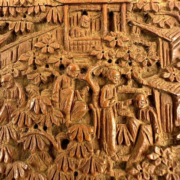 Ancien étui en bois , Chine  XIXème