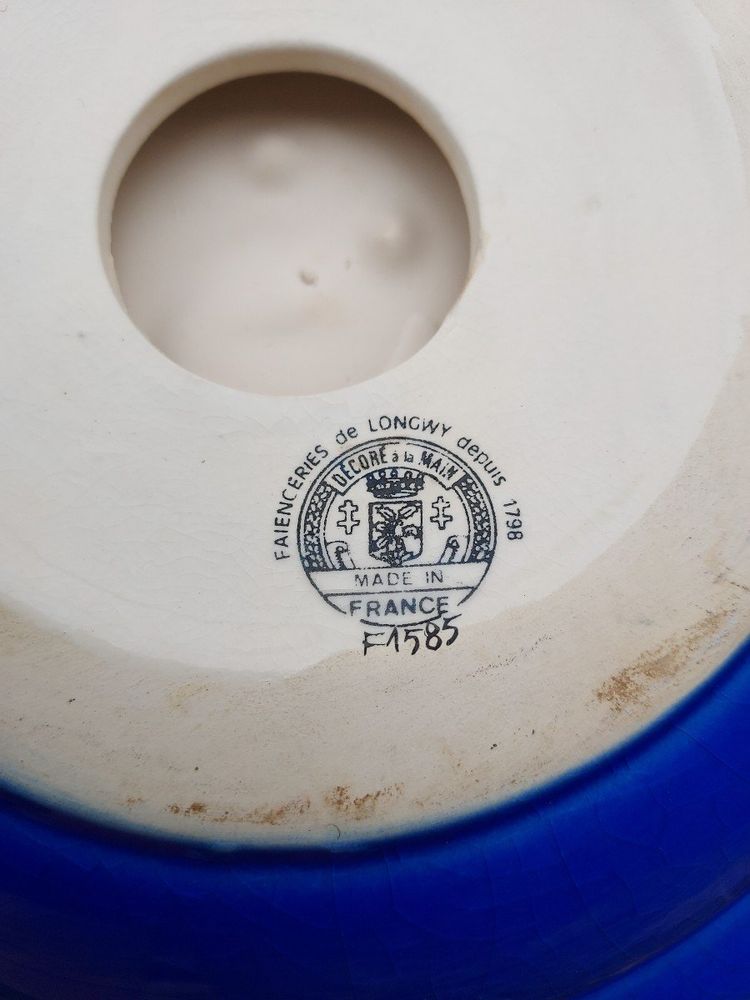 Tazza smaltata Longwy blu e oro