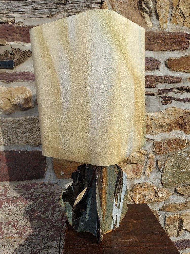 Michel Vergnes Lampe Aus Emailliertem Steingut