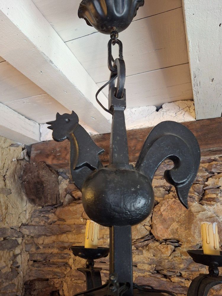 Wrought Iron Rooster Chandelier Les Atelier De Marolles