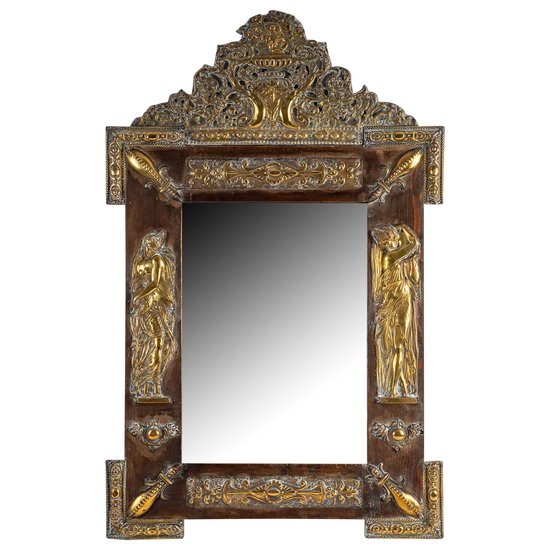 Wood and brass mirror - Louis XIV style - period : Second half of XIXth Century