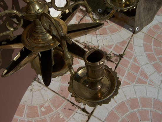 Jewish Shabbat lamp, Judenstern chandelier in bronze XVII th XVIII th.
