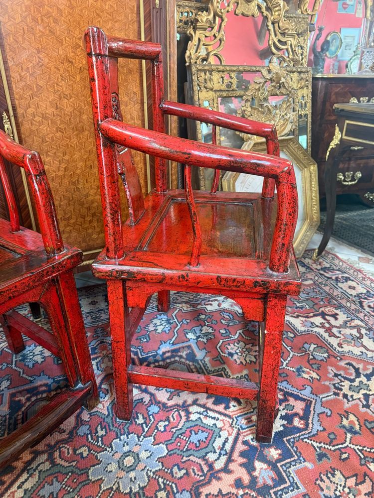 PAIRE DE FAUTEUILS CHINOIS LAQUE 