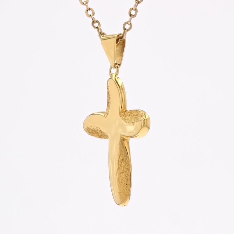 Croix Or Jaune Lisse Et Mat