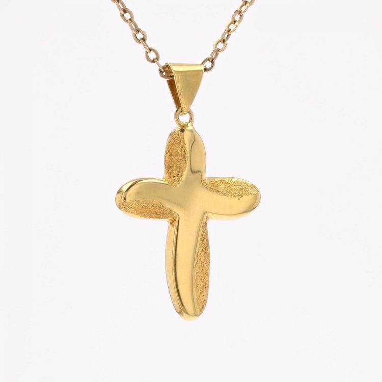 Croix Or Jaune Lisse Et Mat