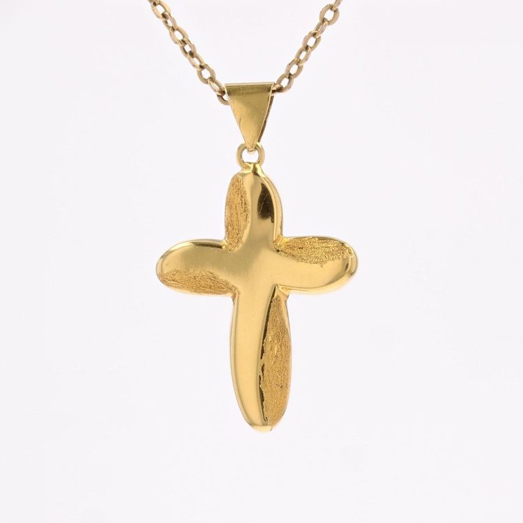 Croix Or Jaune Lisse Et Mat