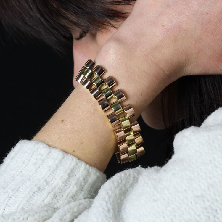 Bracelet Tank Ors Rose Et Or Jaune