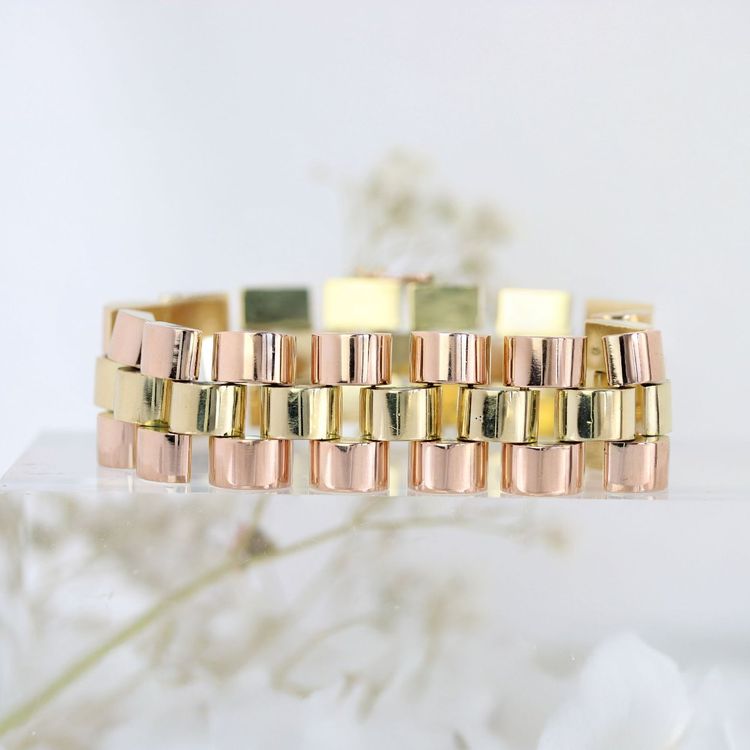 Bracelet Tank Ors Rose Et Or Jaune