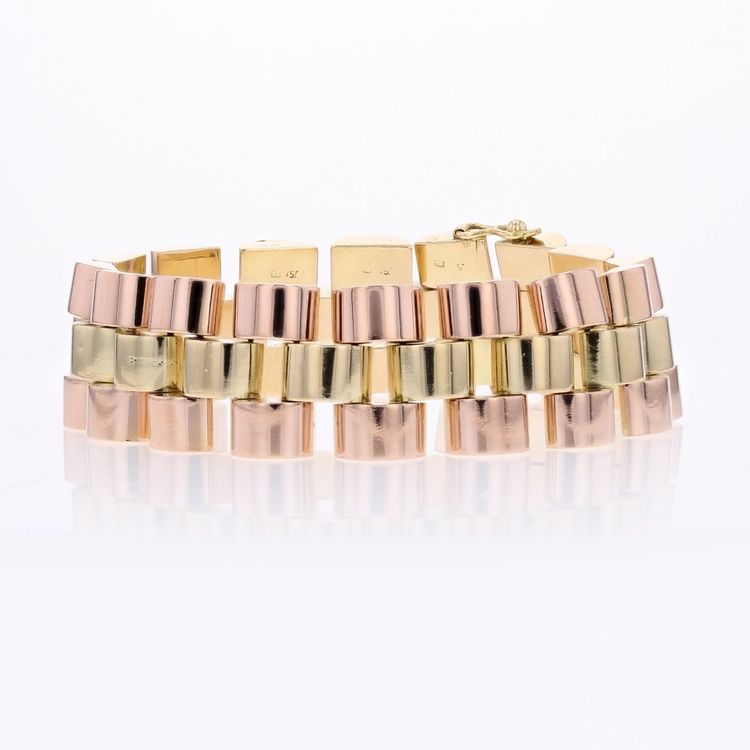 Bracelet Tank Ors Rose Et Or Jaune