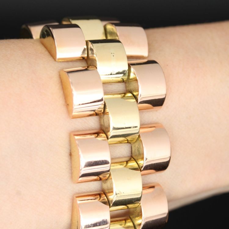 Bracelet Tank Ors Rose Et Or Jaune
