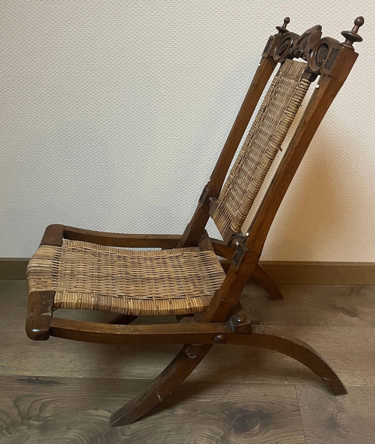 Victorian folding chair 19th century gothic cane Art & Craft