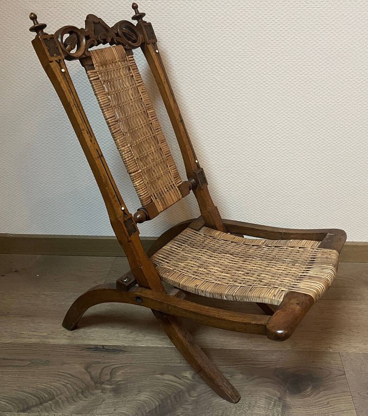 Victorian folding chair 19th century gothic cane Art & Craft