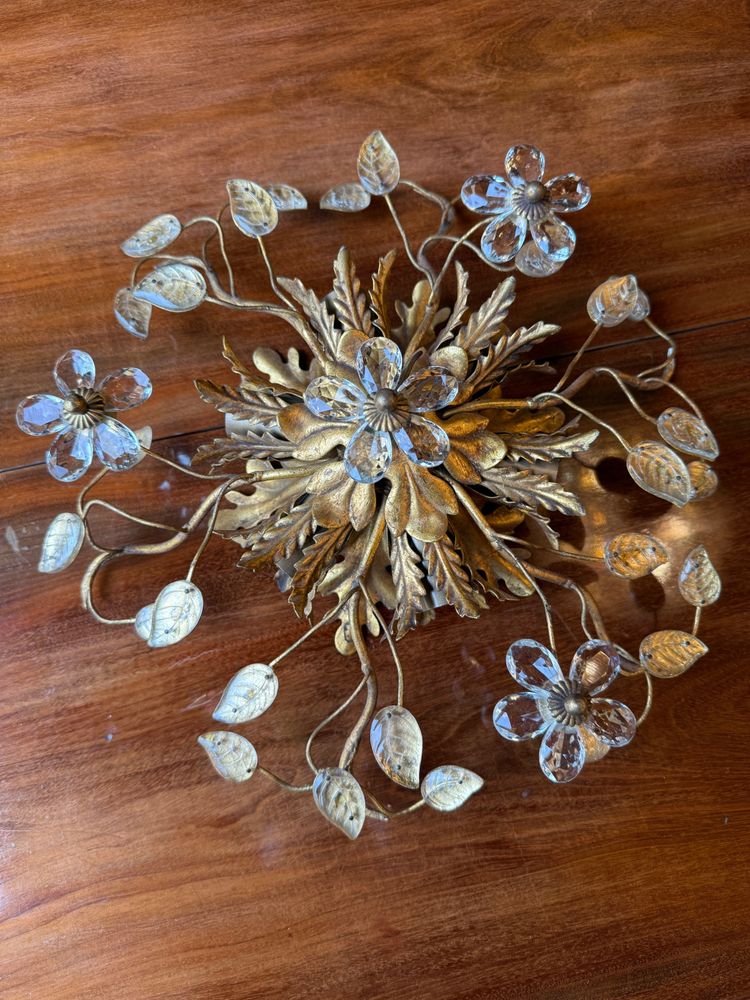 Ceiling lamp with plant decoration in the Baguès style