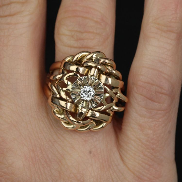 Anello d'oro e diamanti d'epoca