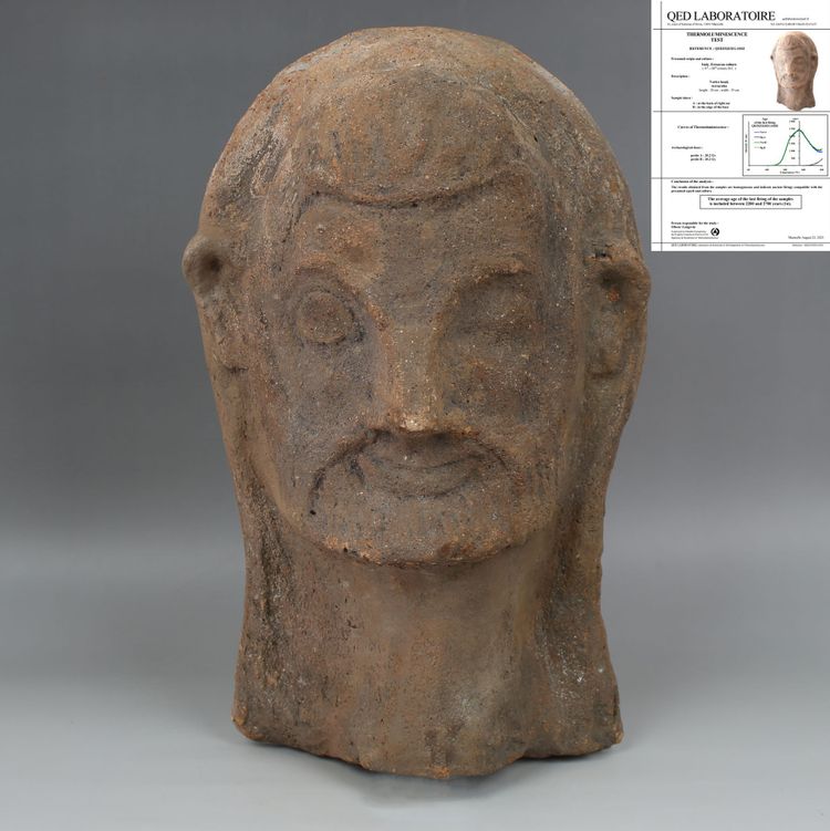 Etruscan Votive Head in Terracotta – Certificate of Authenticity + QED Test + Expert Report