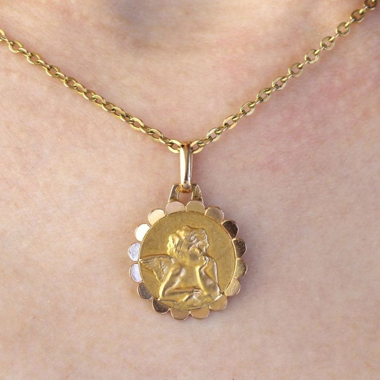 Antike Medaille Angelot Roségold