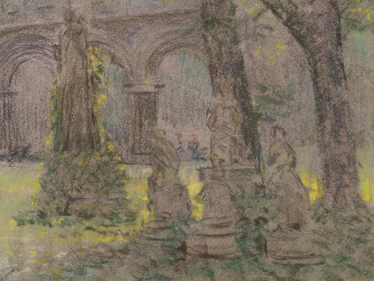 Paul MADELINE, Parc animé devant une église