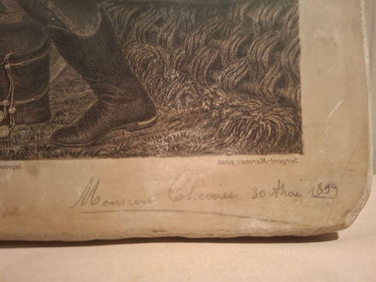 Pierre lithographique d’époque XIXème siècle représentant le Général Marceau.