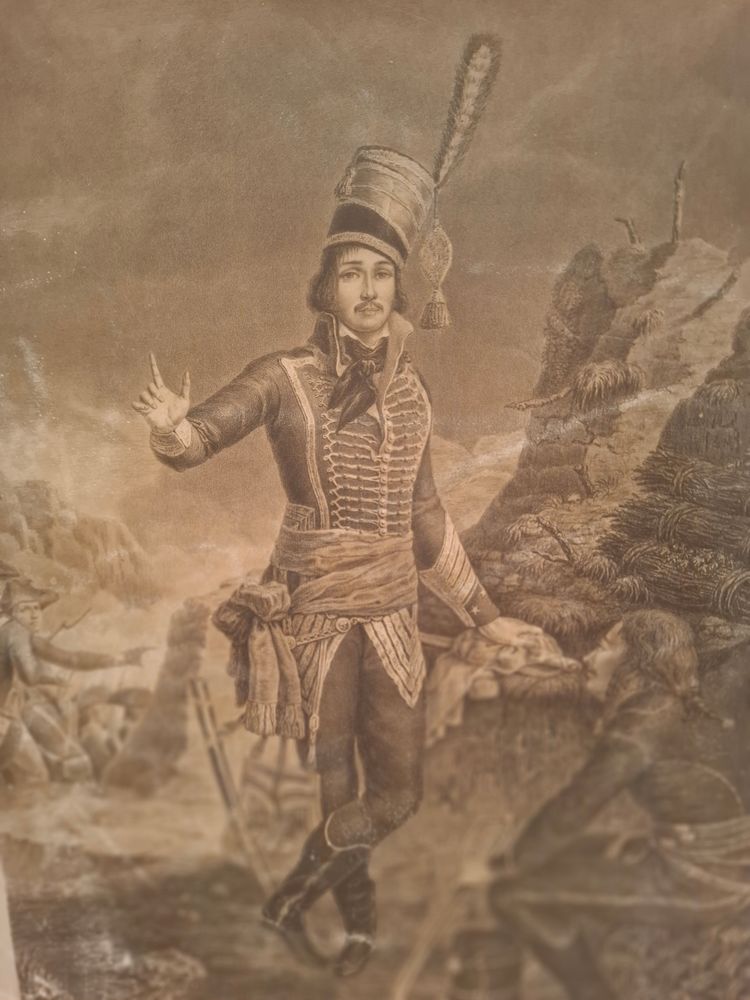 Pierre lithographique d’époque XIXème siècle représentant le Général Marceau.