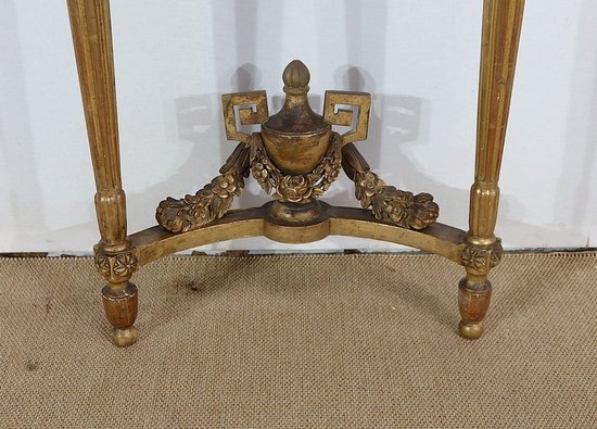  Console d’appui Demi-lune en Marbre et Bois doré, Louis XVI – Milieu XIXe 