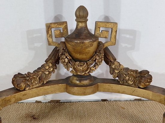  Console d’appui Demi-lune en Marbre et Bois doré, Louis XVI – Milieu XIXe 