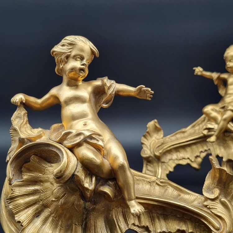 Pair of Louis XV period crowned "C" andirons.