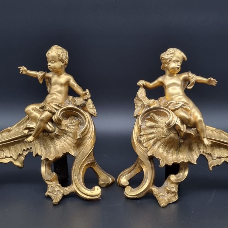 Pair of Louis XV period crowned "C" andirons.