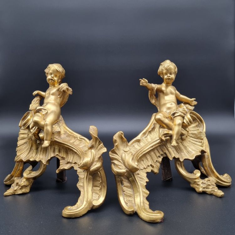 Pair of Louis XV period crowned "C" andirons.