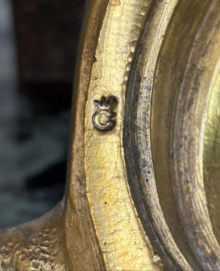 Pair of Louis XV period crowned "C" andirons.