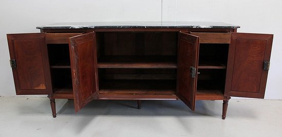 Louis XVI Sideboard in Cuban Mahogany and Flamed Marble - XVIIIth