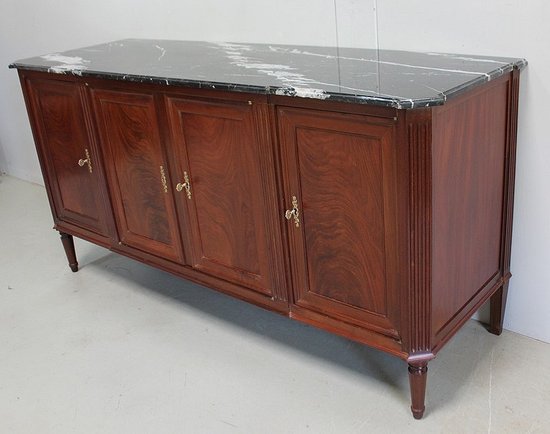 Louis XVI Sideboard in Cuban Mahogany and Flamed Marble - XVIIIth