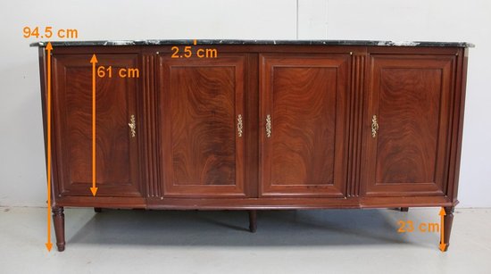 Louis XVI Sideboard in Cuban Mahogany and Flamed Marble - XVIIIth