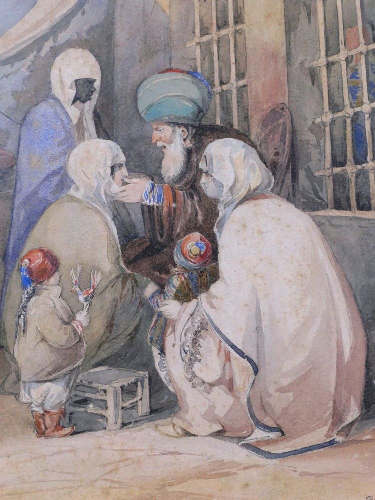 Pierre Antoine LABOUCHÈRE zugeschrieben, Familienszene auf der Straße in Algerien