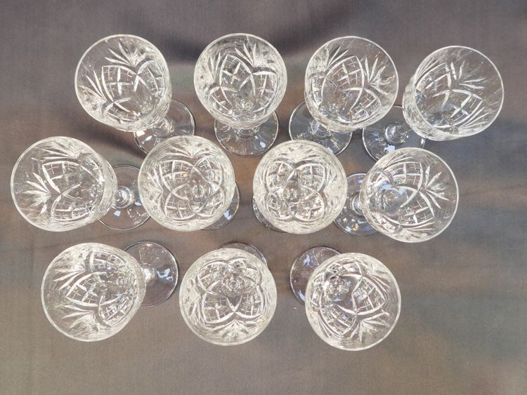 CRISTAL de SAINT-LOUIS 11 port glasses model CHANTILLY 14 cm