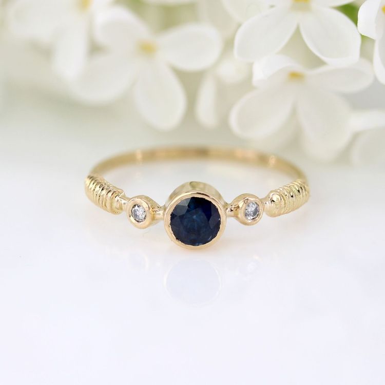 Yellow Gold Sapphire And Diamond Ring