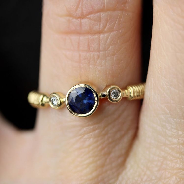 Yellow Gold Sapphire And Diamond Ring