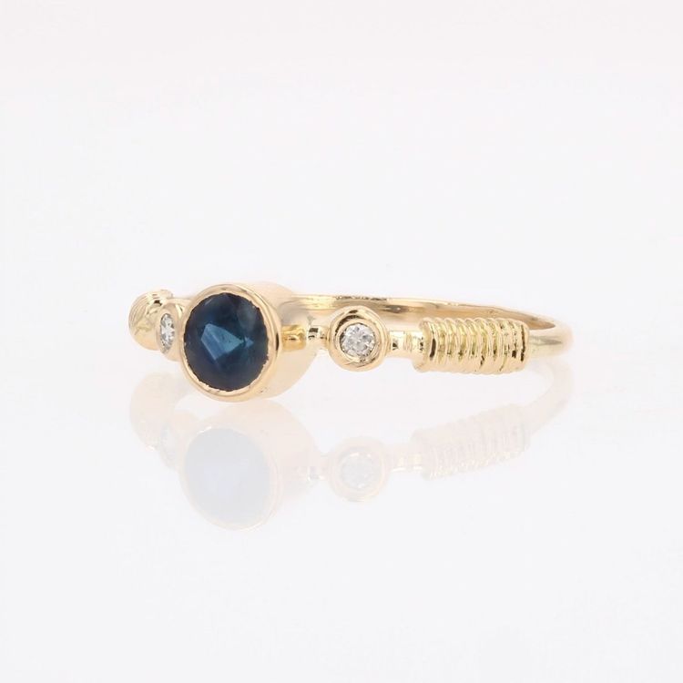 Yellow Gold Sapphire And Diamond Ring