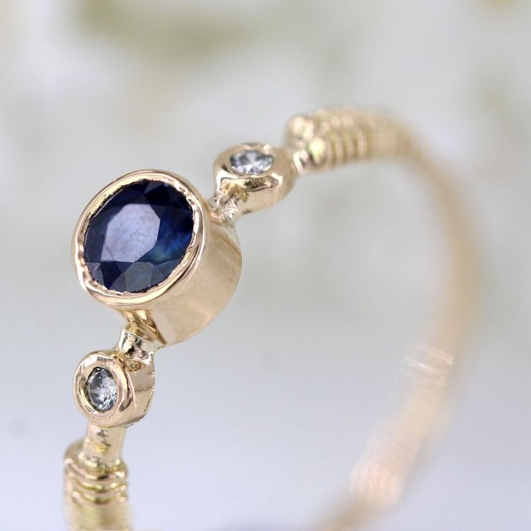 Yellow Gold Sapphire And Diamond Ring